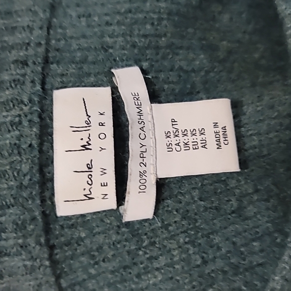 NICOLE MILLER 100% Cashmere 2 Ply Thick Teal Deep Turquoise - Picture 5 of 5